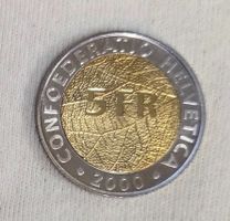 5 Fr. Schweiz, 150 Jahre, 1850-2000, Sondermünze
