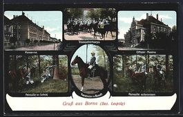 Grusskarten-AK Borna /Leipzig, Kaserne, 