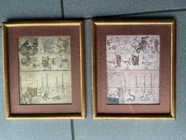 Bild Siamesische Horoskope, Tierkreiszeichen, gerahmt,