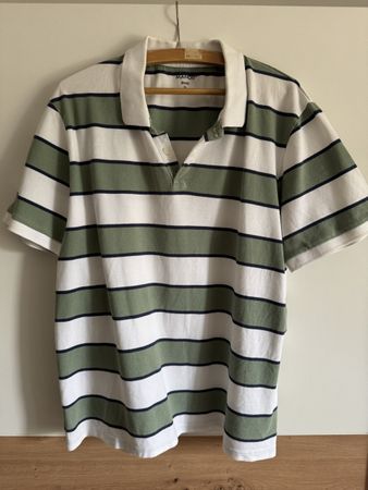 Herren Polohemd Manor gestreift oliv weiss Grösse XL