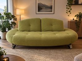 Designer Sofa Hellgrün mit einklappbaren Rückenlehnen