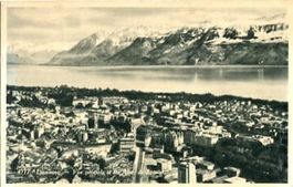 Lausanne, vue generale et les alpes de Savoie