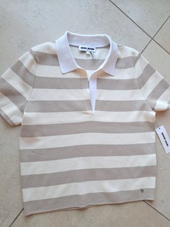 neues schönes Damen-Polo mit Streifenmuster von DKNY