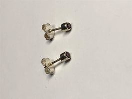 2x Silber Ohrstecker mit Edelstein - Rhodolith