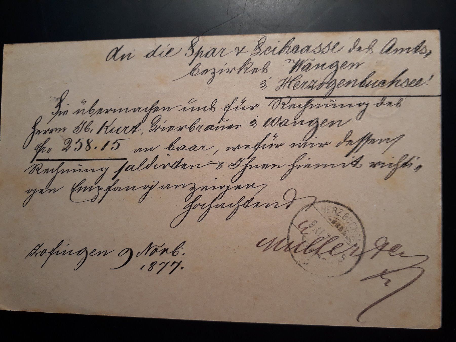 Tutti i francobolli: Korrespondenz-Karte, 1877 – Usato da Herzogenbuchsee venduto da Herkules9 1