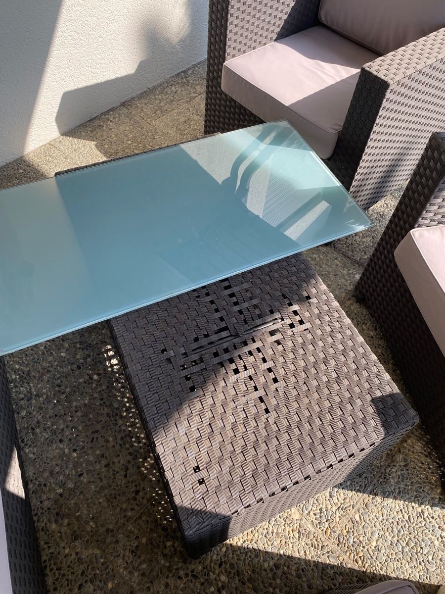 Viplounge Tischset: Gartenlounge Set Polyrattan 5-teilig mit Tisch grau – Gebraucht aus Einsiedeln von Miri.98 9
