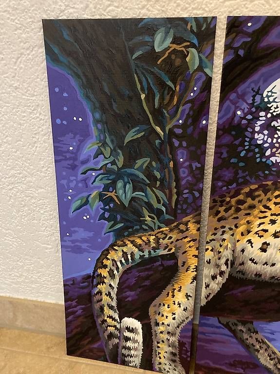 Dipinti: Bild/Gemälde "Jäger der Nacht", Leopard auf Baum, 3-teilig – Nuovo (secondo la descrizione) da Gelterkinden venduto da froggy80 1