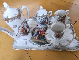 Kaffeegeschirr Set Porzellan goldfarben bemalt - Vintage