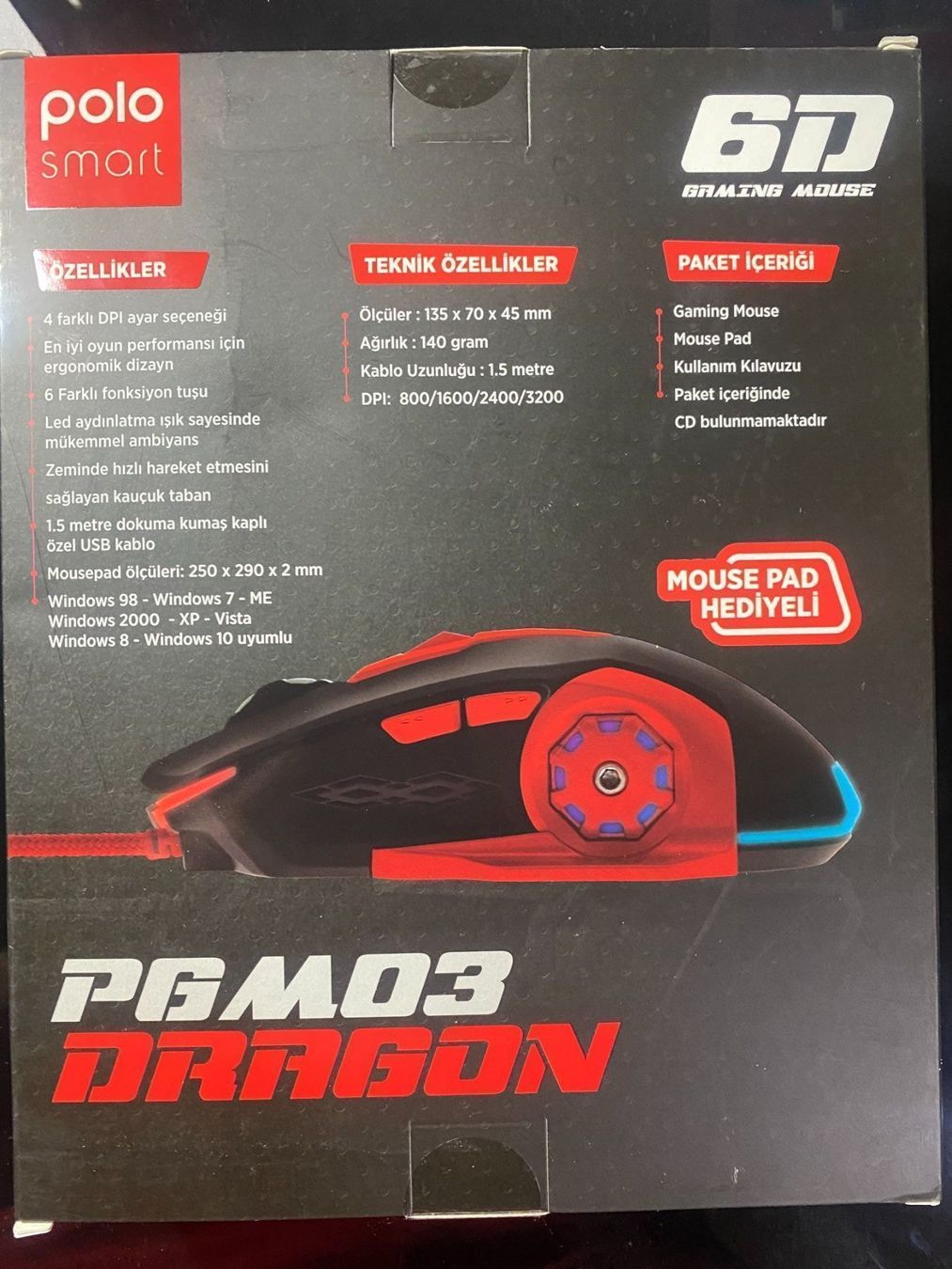 Maus: Polosmart PGM03 LED Player Maus + Masupad – Neu und originalverpackt aus Biberist von ShopSoltan 1