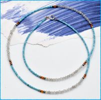 ♛ Zierlich zarte echte Türkis & Labradorit Kette 925 Silber