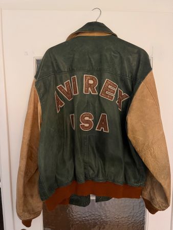 Avirex Lederjacke Vintage Grün/Beige, cooler Herbstlook!