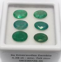 6x émeraudes 7x5 mm 4.28 ct - Valeur 340.- Fr