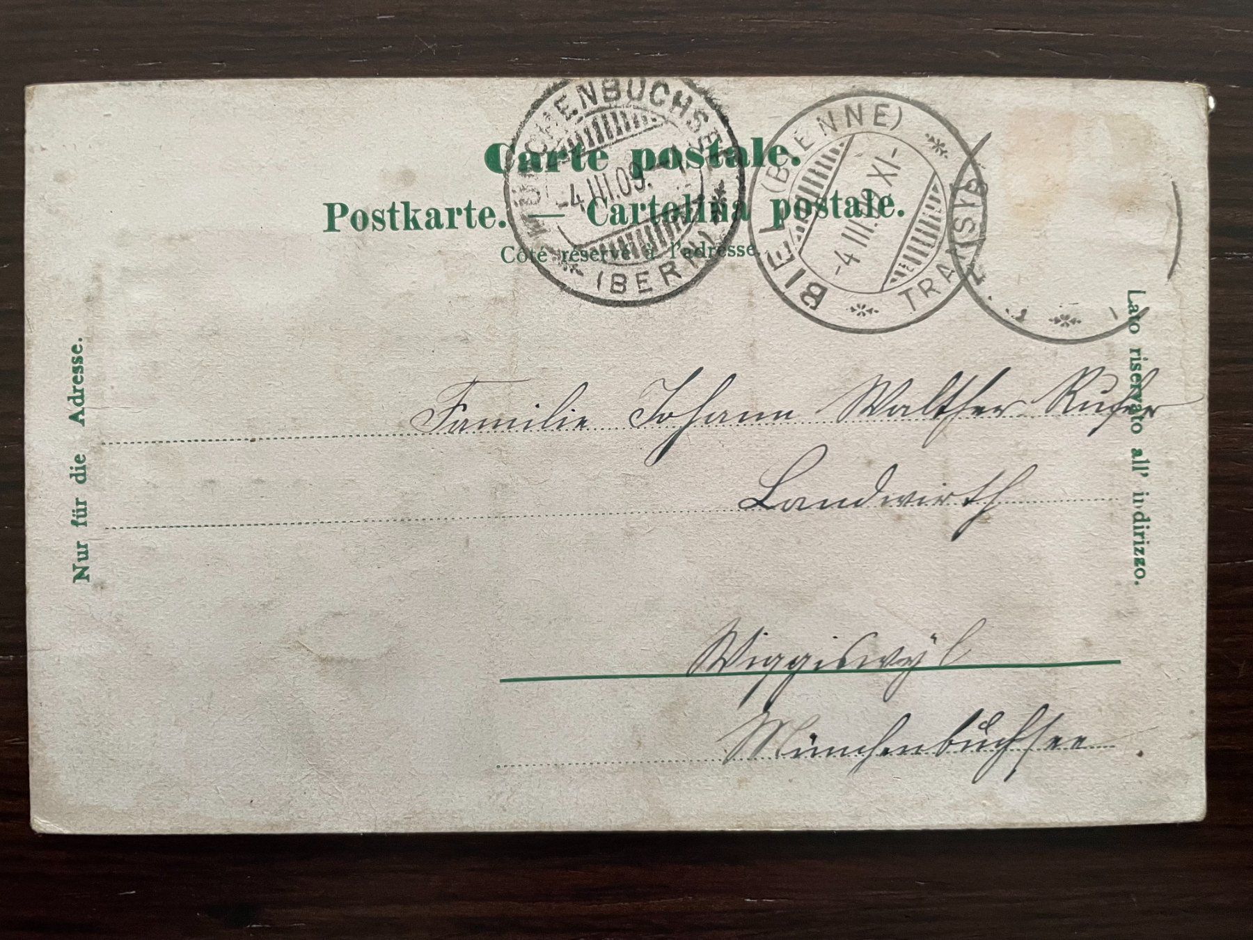 Ansichtskarten: BIEL / BIENNE Technikum RELIEFKARTE, 1909 – Gebraucht aus Wald ZH von TLILEF 2