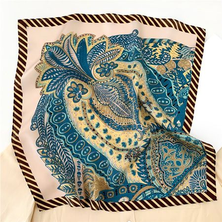 New 53cm Silk Scarf Paisley Boho Teal Virginia Blossoms