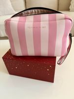 Trousse Victoria's Secret rayée rose et blanche, été ✨