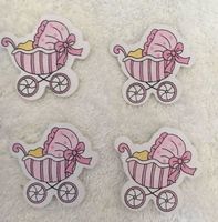 4 Stück Kinderwagen Knöpfe Aufnäher rosa ohne Löcher Baby