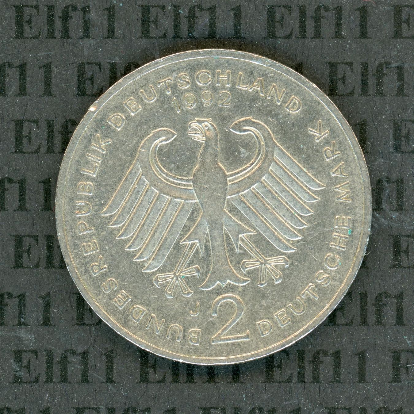 Tutti le monete: DEM___2.00 1992J Erhard -vz 2 Deutsche Mark – Usato da Widnau venduto da Elf11