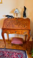 Bureau secretaire Louis XV marqueterie bois massif
