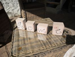 Deko-Holzwürfel Schriftzug Home neuwertig