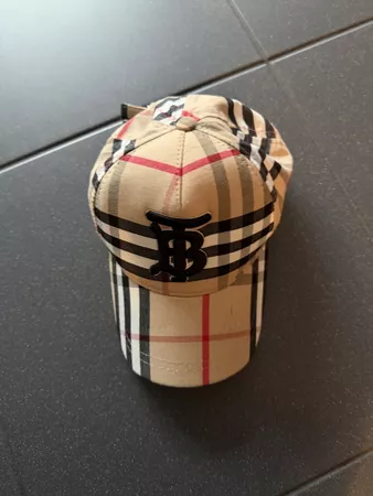 Burberry Cap Baseball Kappe Logo Karo Muster beige Zustand