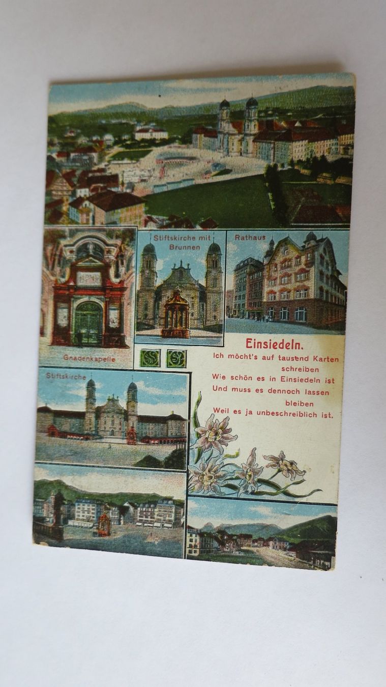 Cartoline postali: Einsiedeln / SZ - 1913 – Usato da Jona venduto da centumprata
