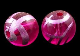 Acrylperlen Ziehbank Transparent Pink-Silber 14mm / 10Stück
