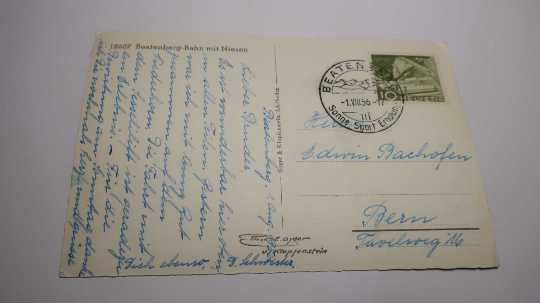 Cartoline postali: Beatenberg - Bahn mit Niesen  1956 – Usato da Cormoret venduto da Pascalll2001 4