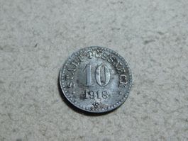 10 Pfennige, Stadt Pössneck, 1918, Eisen, sehr schön