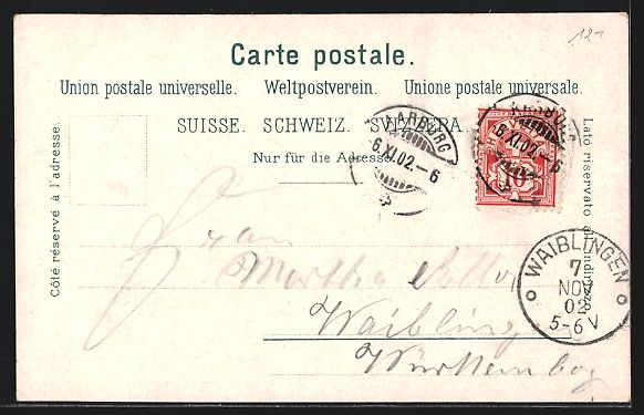 Cartoline postali: AK Aarburg, Blick zum Ort, 1902 – Usato da Berlin venduto da bartko-reher 1