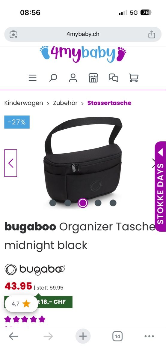 Bugaboo Borse: Bugaboo Organizer Tasche Midnight Black  – Nuovo (secondo la descrizione) da St. Gallen venduto da Nood 2