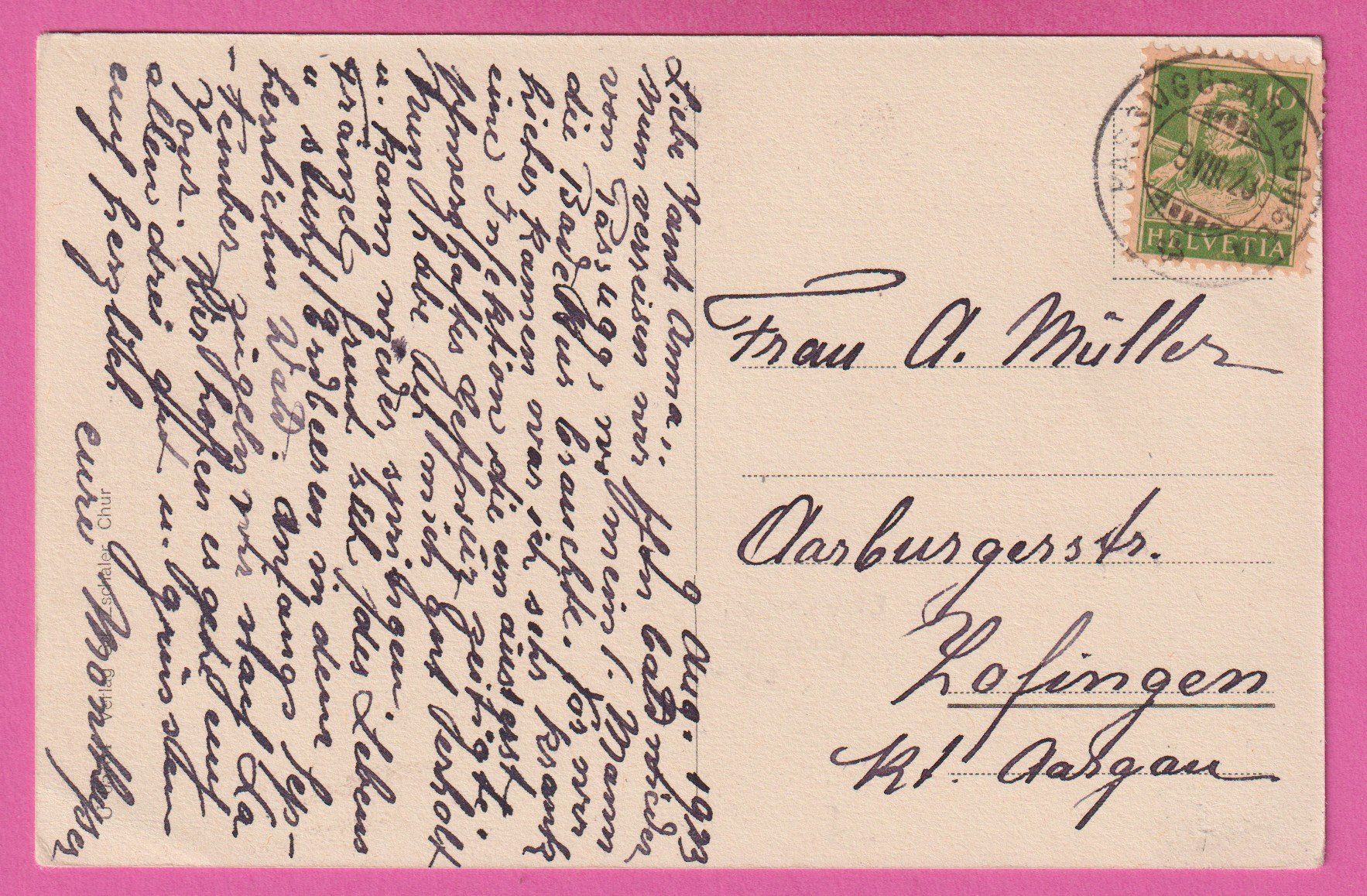 Cartoline postali: Kurhaus Passugg gel 1923 – Usato da Einsiedeln venduto da dillie 1