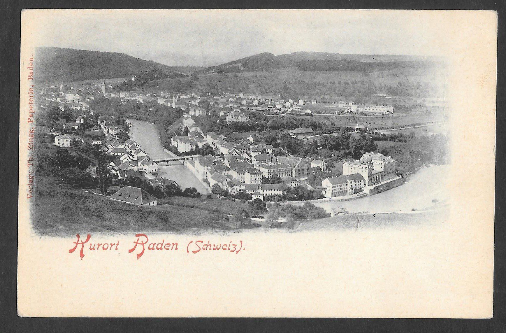 Cartoline postali: Baden Teilansicht mit Badhotels – Usato da Olten venduto da clotaldi