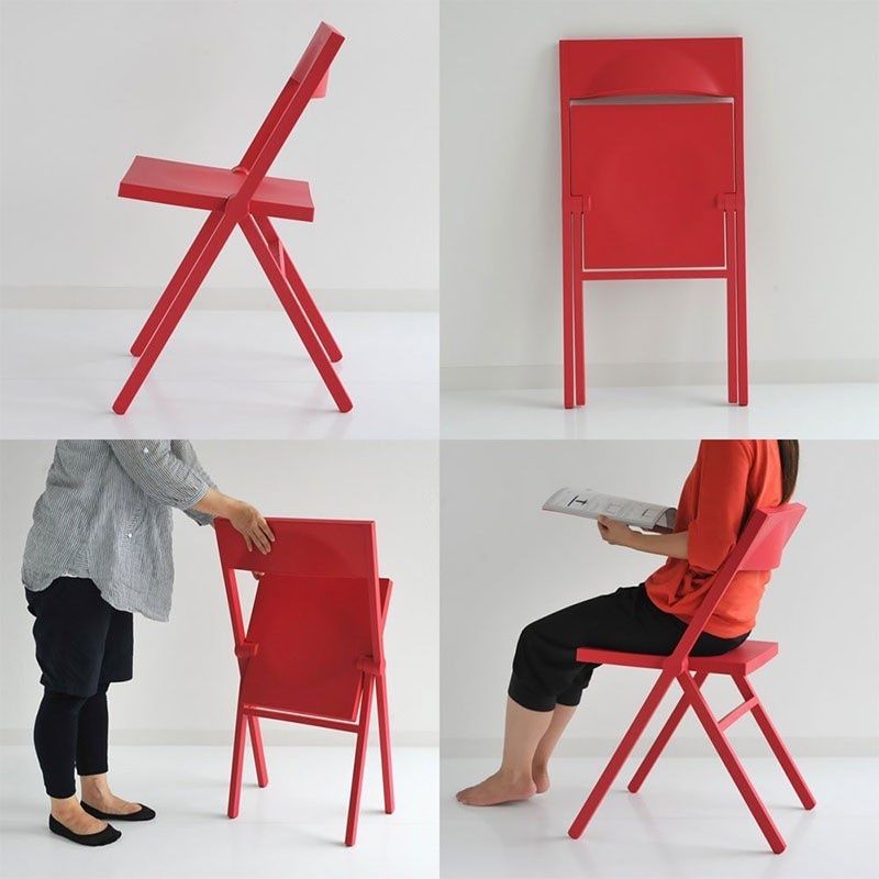 Stühle: Folding chair David Chipperfield by Alessi 15, red – Gebraucht aus Zürich von fuchsvomtannenwald