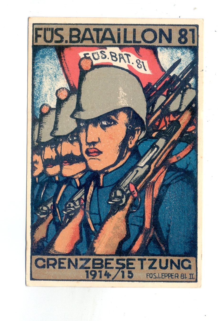Ansichtskarten: Füs. Bataillon 81 - Grenzbesetzung 1914 - 18 - Ansichtskarte – Gebraucht aus Tagelswangen von Miski