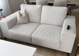 Sofa 2-Sitzer + 1x 3-Sitzer hellgrau Stoff gute Zustand