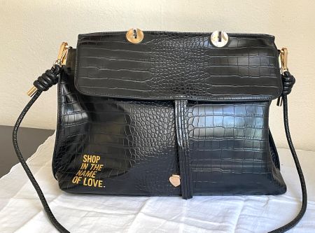 Le Pandorine NEU schwarze Kroko-Handtasche