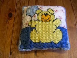 süsses, kleines Deko Kissen, Handarbeit, Teddybär Sujet