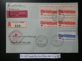 CH 1939 Sonderflug Rotes Kreuz mit toller Frankatur
