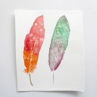 Aquarell Bild Original - Feder - 17 x 21cm