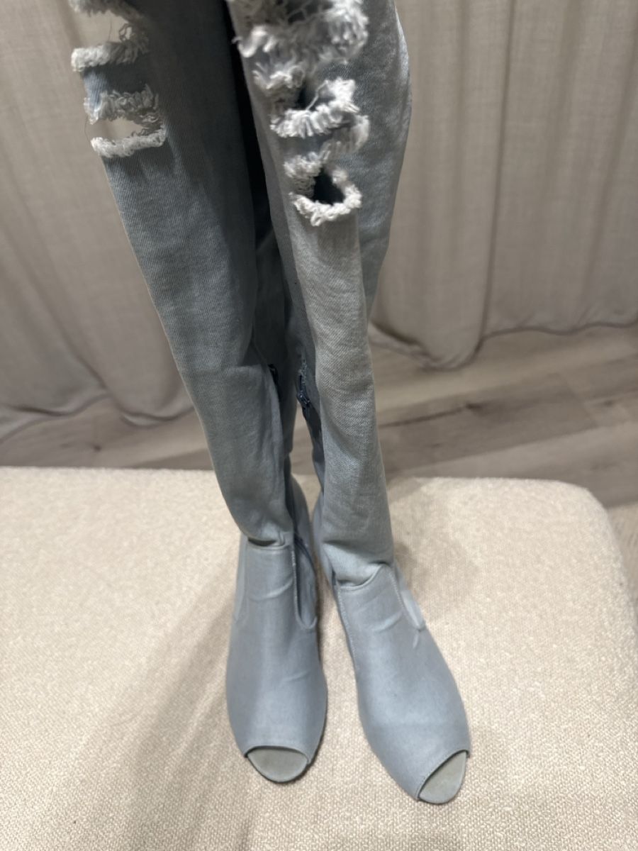 Scarpe da donna: Denim Thigh High Boots, Open Toe, Size 39, Spring Must! – Usato da Biel/Bienne venduto da TanyaM02 2
