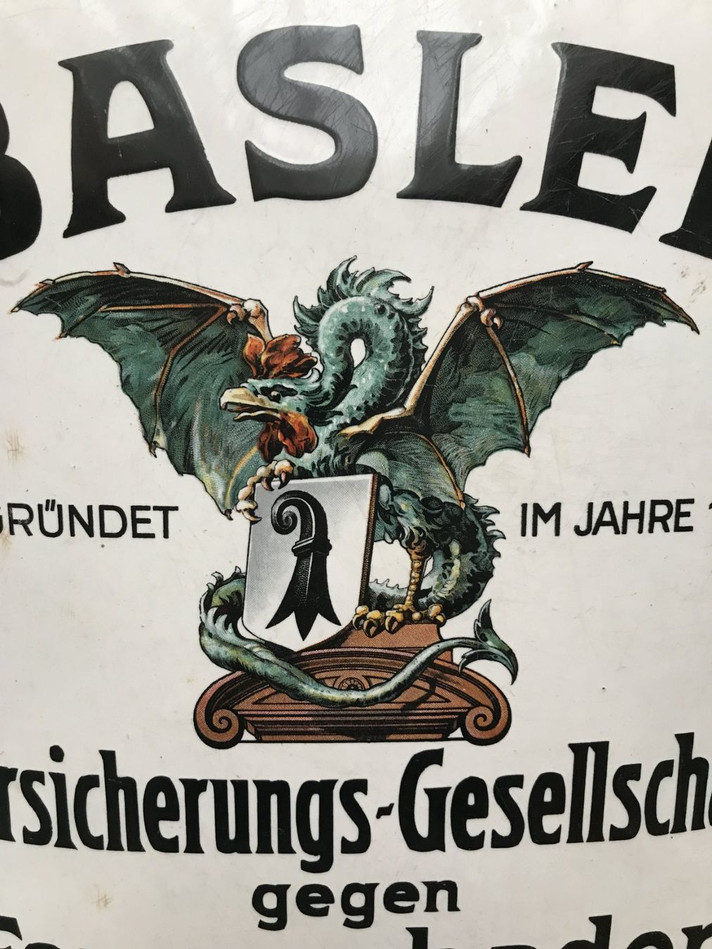Schilder: Emailleschild Basler Versicherungsgesellschaft – Gebraucht aus Fehraltorf von Swisscollector 1