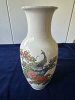 Japanische Vintage Vase Pfau Dekor, Keramik, guter Zustand!