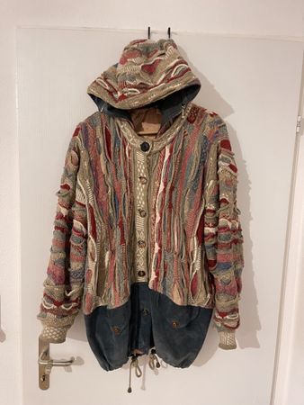 Coogi Australia Strickjacke mit Kapuze, Linen, Vintage! Ori