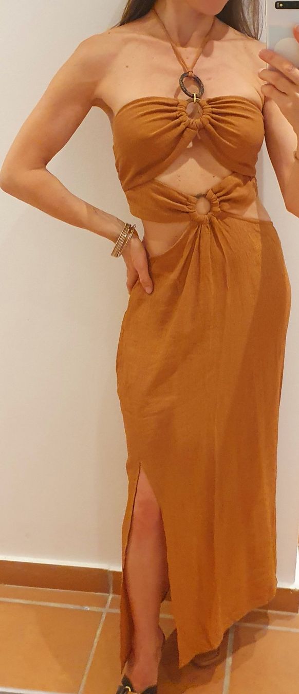 Zara Kleider: Kleid Boho Gr. 34/XS caramelbraun – Gebraucht aus Stansstad von InStyle8 3