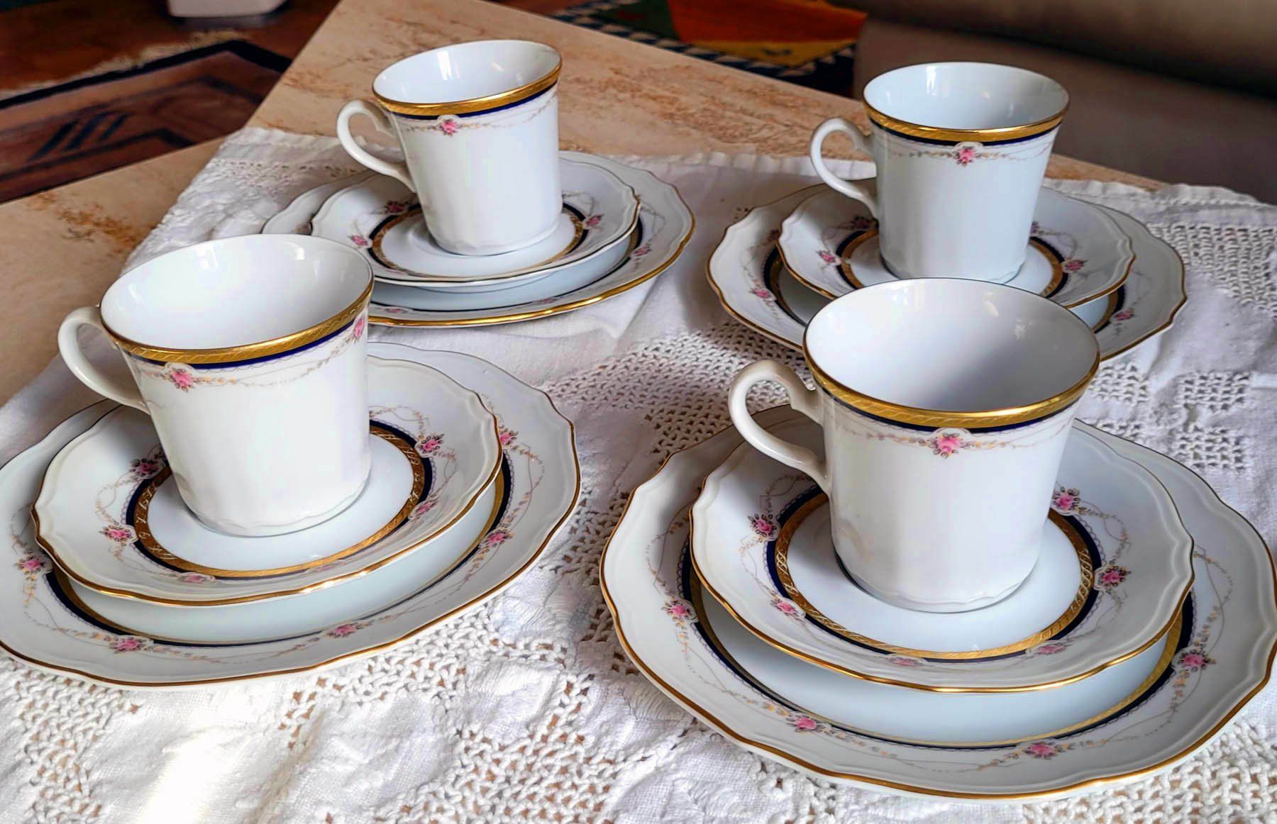Winterling Set di piatti: Winterling 4er-Set Kaffeeservice + Dessertteller Kobalt/Gold – Nuovo (secondo la descrizione) da Winterthur venduto da Joschko