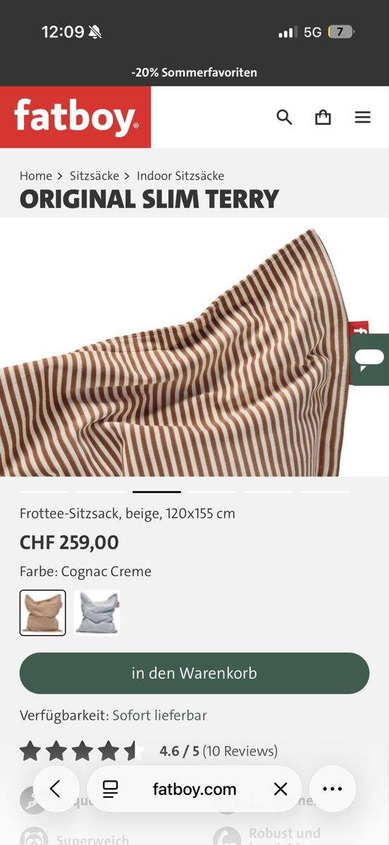 Fatboy Poltrone: Fat Boy Sitzsack - Original Slim Terry – Nuovo (secondo la descrizione) da Bern venduto da Krta 3