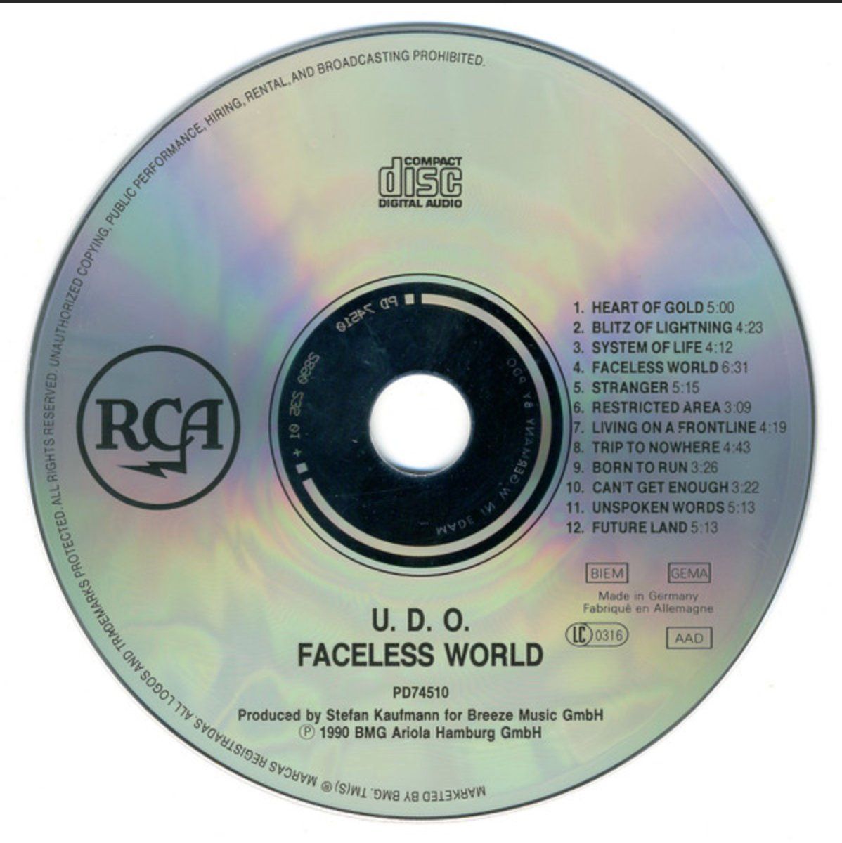 CDs: U.D.O. – Faceless World – Gebraucht aus Brunnen von Barfly5 2