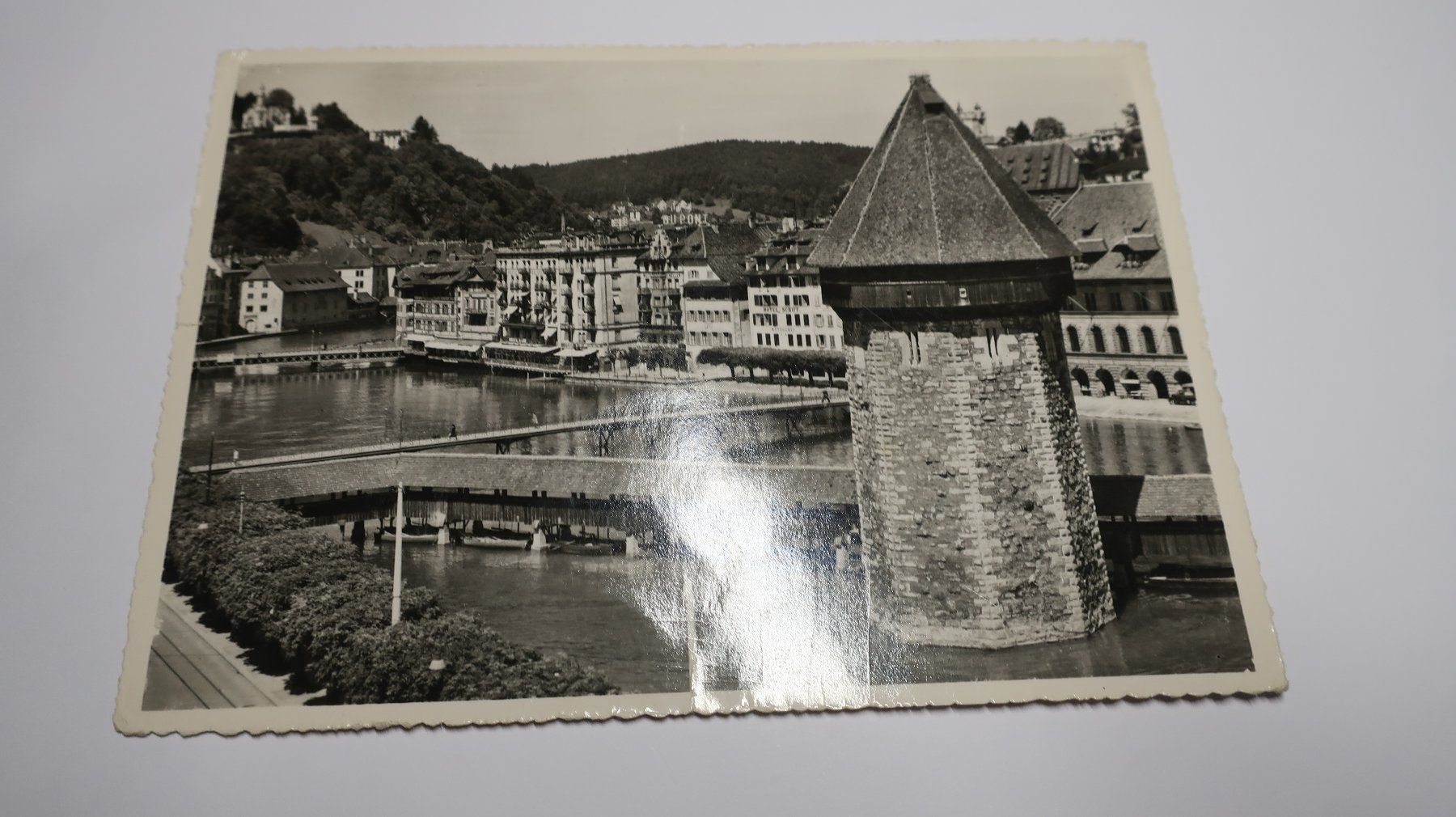 Cartoline postali: Luzern Kapellbrücke mit Wasserturm  1953 – Usato da Cormoret venduto da Pascalll2001 1