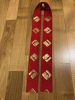 Geschenkband Bordüre Rot mit Gold - Deko - 100cm x 50mm !