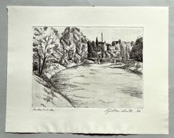 Karl Guldenschuh Radierung - signiert und datiert Proberuck